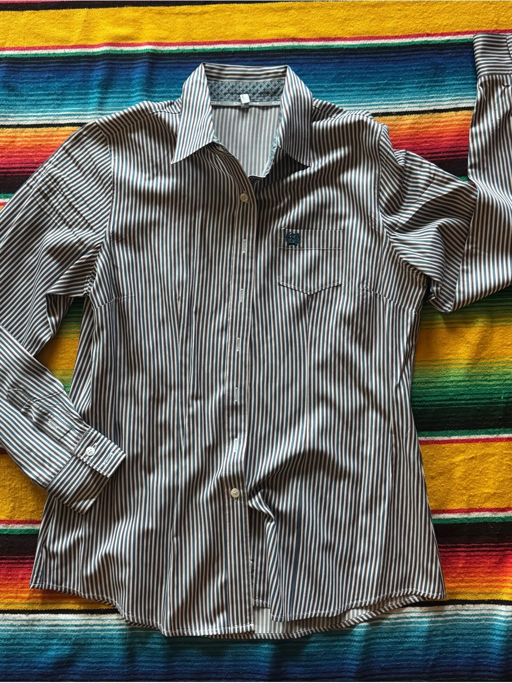 Women’s cinch Turqy & White Striped Button-Up Shirt